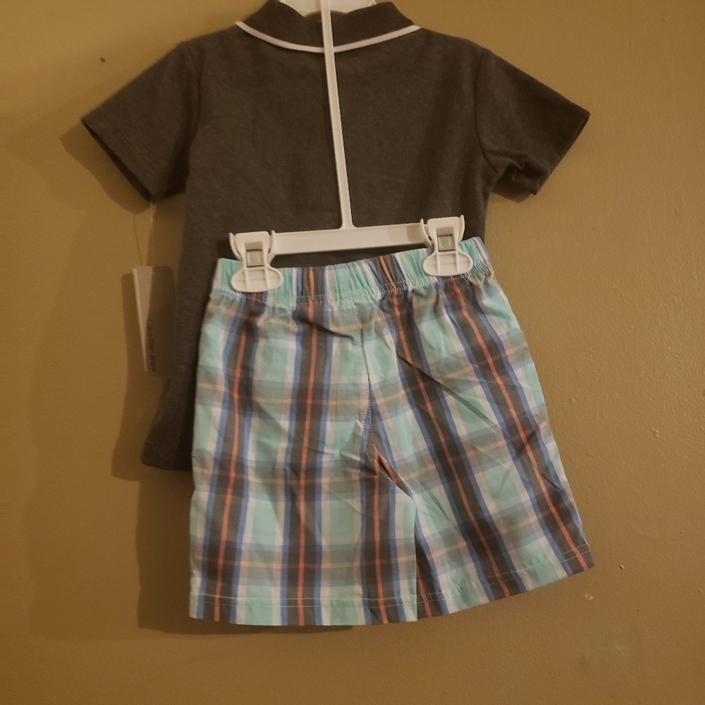 Calvin klein short set boys new grey top plaided - Picture 3 of 6